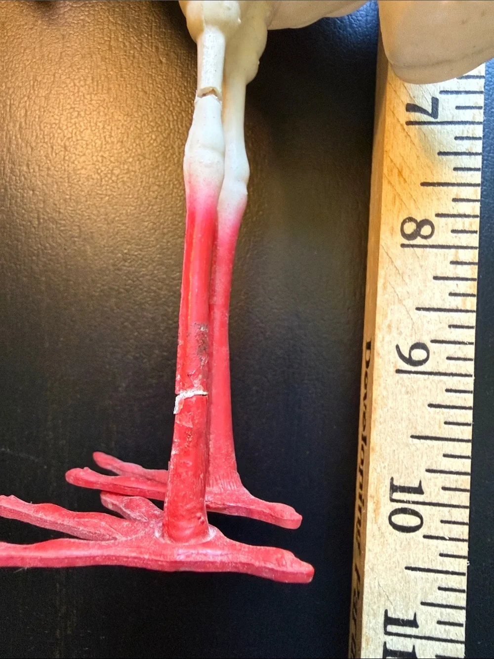 Vintage baby shower White & Pink Stork Figurine with Red Beak as-is
